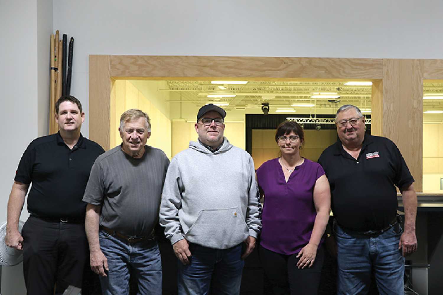 RM of Moosomin donated $25,000 to Moosomin Conexus Convention Centre (MCC Centre) on June 1, to help the centres mezzanine project. From left are: Chair of Recreation Committee Murray Gray, Councillor Greg Nosterud,  Reeve of RM of Moosomin David Moffatt, RM of Moosomin CAO Kendra Lawrence and Mayor Larry Tomlinson.